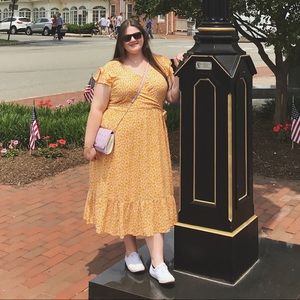 PLUS SIZE OLD NAVY YELLOW FLORAL MID MAXI DRESS